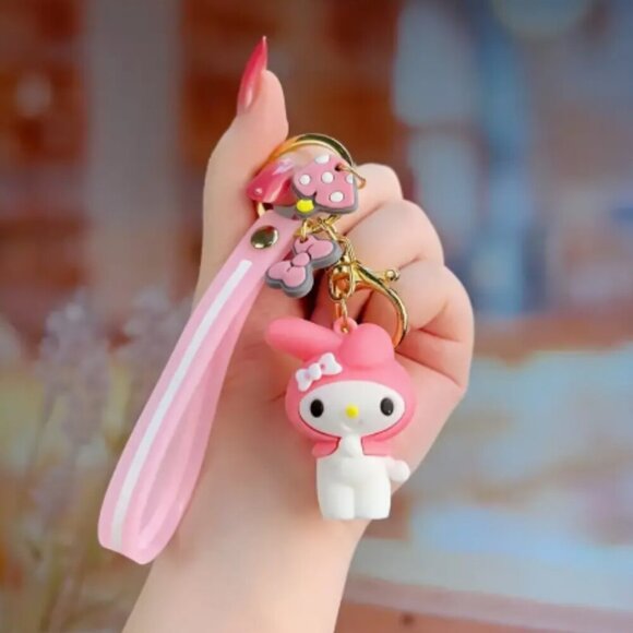 Hello Kitty Kuromi My Melody Cinnamaroll Wristlet Keychain Charm Choose 1 NWT - Picture 4 of 6